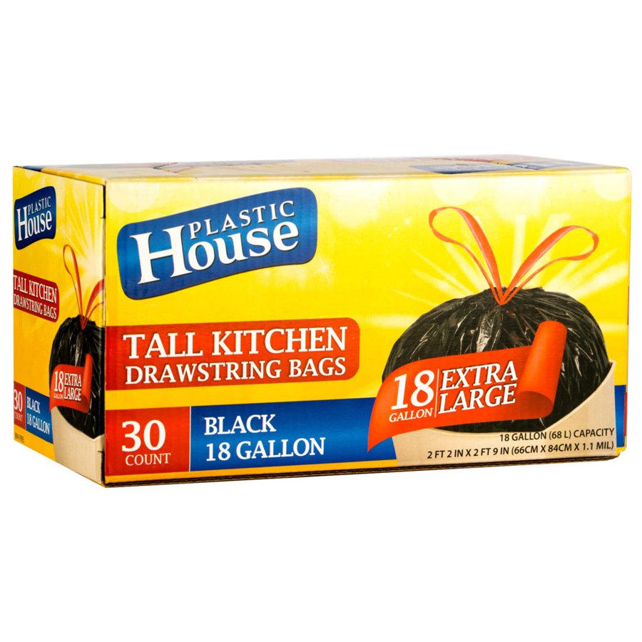 Trash Bags Tall Kitchen Drawstring 18 Gallon
