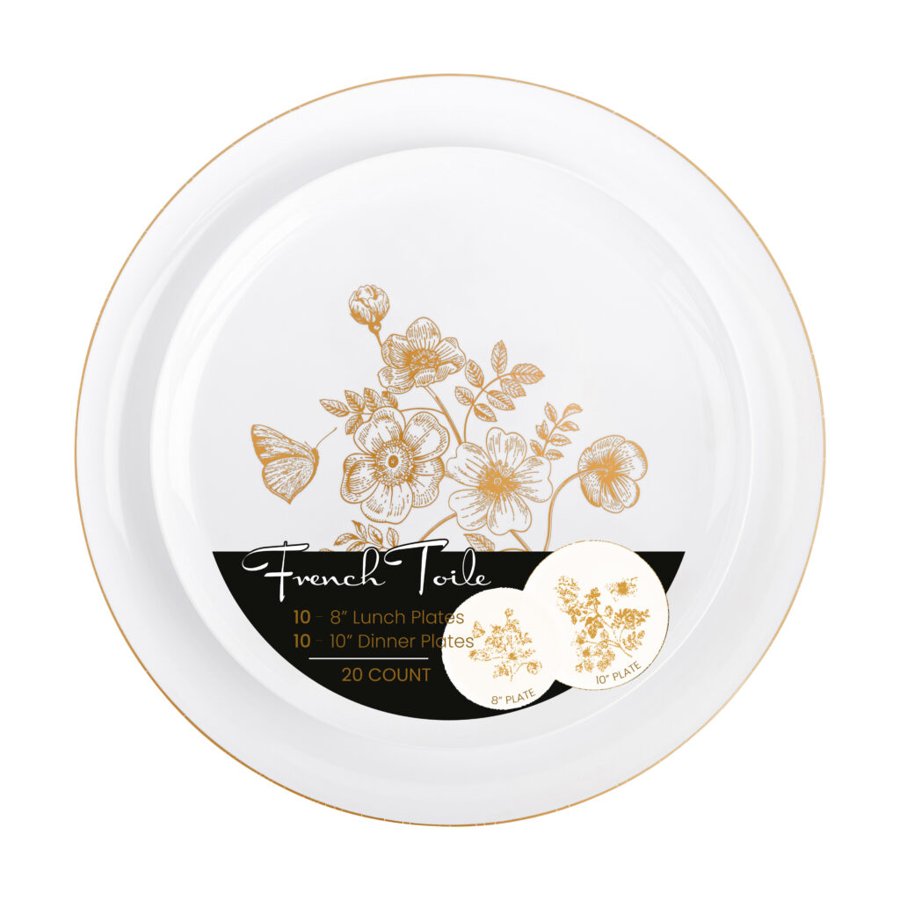 Plates Combo French Toile Gold