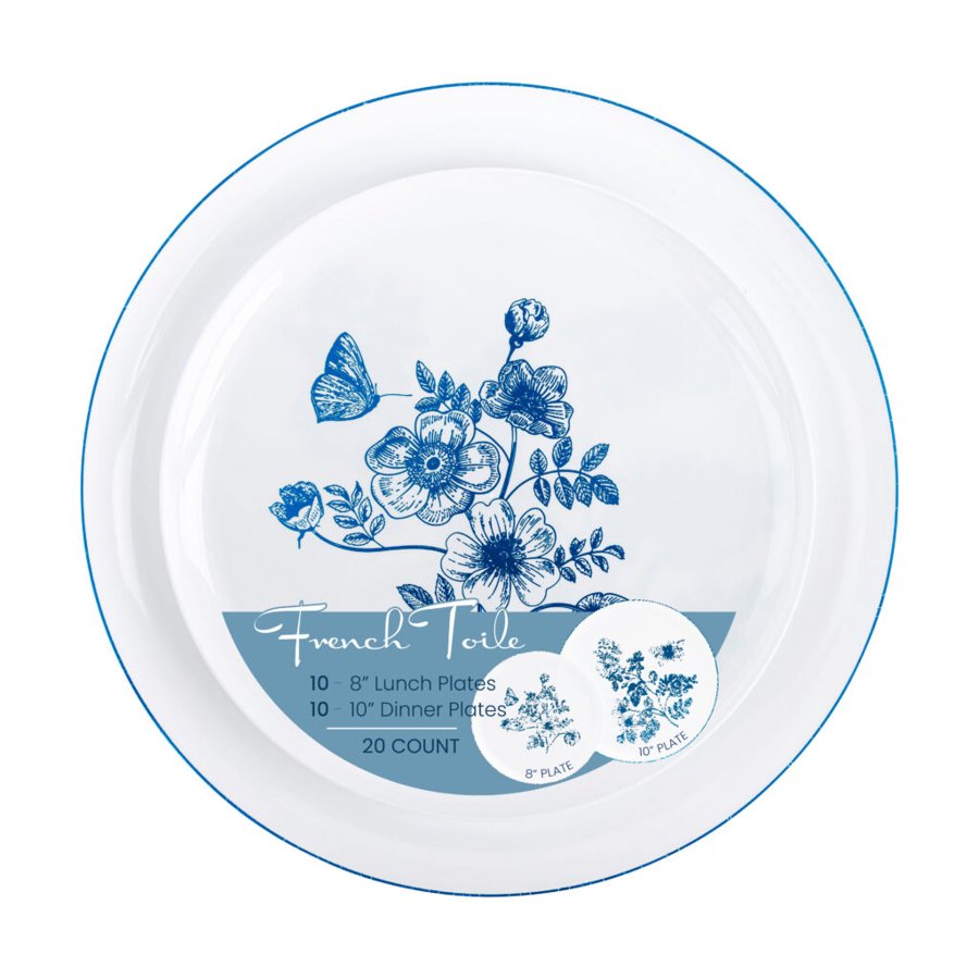 Plates Combo French Toile Blue
