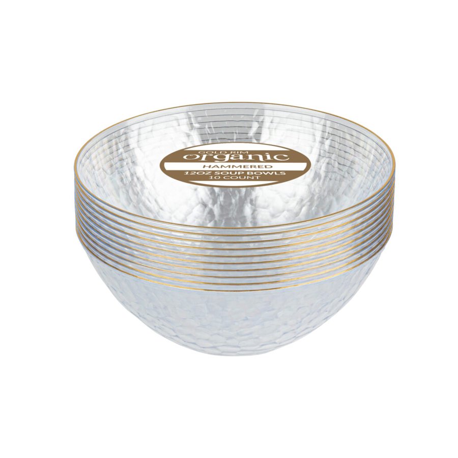 Bowls Clear Gold Rim Hammered
