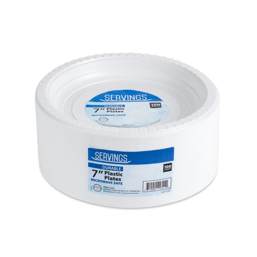 7" White Plastic Plates