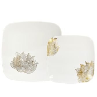 Plates Combo Square Lotus Gold