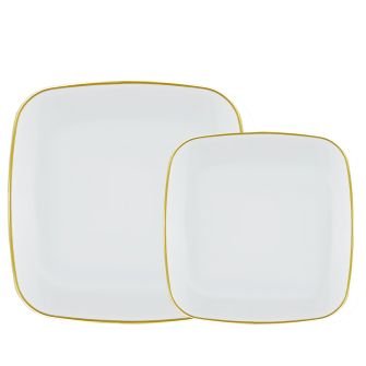 Plates Square Combo Basic White & Gold