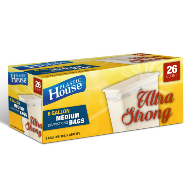 Trash Bags Medium Drawstring 8 Gallon