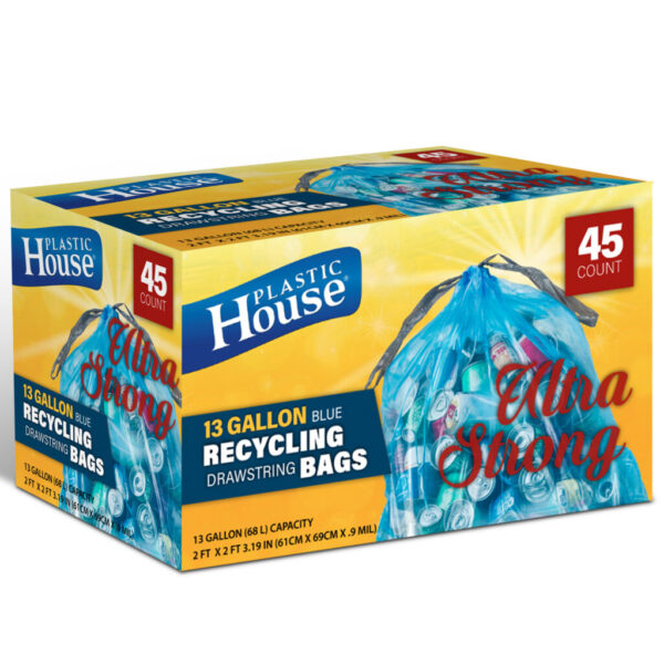 Recycling Bags Drawstring Blue